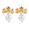 304 Stainless Steel Clear Cubic Zirconia ABS pearl Stud Earrings EJEW-S226-13G-2