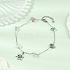 Natural Fluorite Chip Bead Chain Anklets AJEW-AN00671-02-1