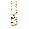 Brass Pave Colorful Cubic Zirconia Initial Pendant Necklaces FS-WG26597-04-1