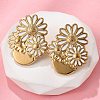 Flower 304 Stainless Steel Stud Earrings EJEW-V016-10G-02-5