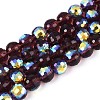 Electroplate Transparent Glass Beads Strands EGLA-N024-01A-C07-1