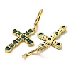 Cross Real 18K Gold Plated Brass Dangle Leverback Earrings EJEW-A033-01G-01-2