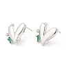 Green Cubic Zirconia Heart Stud Earrings EJEW-P213-13P-1