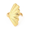 Ion Plating(IP) 304 Stainless Steel Shell Shape Open Cuff Ring for Women RJEW-E063-12G-3