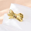 304 Stainless Steel with Rhinestone Adjustable Cuff Rings RJEW-Q020-18G-5