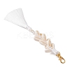 Natural Shell & Polyester Tassel Pendant Decorations HJEW-JM02825-01-4