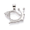 Brass Micro Pave Clear Cubic Zirconia Pendants KK-N268-56P-1