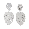 Monstera Leaf 304 Stainless Steel Dangle Earrings EJEW-L283-104P-2
