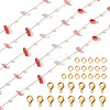 3m Natural Rose Quartz Chips & ABS Plastic Imitation Pearl Beaded Chains Necklace Making Kits CHC-TA0001-30B-2