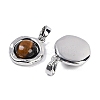Natural Tiger Eye Flat Round Charms KK-U043-42G-B-2