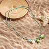Summer Beach Porcelain Fish & Natural Cowrie Shell Pendant Cotton Cord Adjustable Necklaces FS-WG63638-04-1