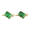 Brass Pave Cubic Zirconia Rectangle Connector Charms KK-P347-05G-03-2