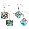 Beebeecraft 2 Pairs 2 Style Natural Abalone Shell/Paua Shell Dangle Earrings EJEW-BBC0001-22-1