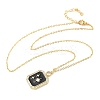Brass Micro Pave Clear Cubic Zirconia Enamel Rectangle Pendant Necklaces for Women NJEW-S449-03B-G-4