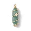 Natural Green Aventurine Copper Wire Wrapped Pointed Pendants PALLOY-JF02535-05-3