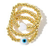 3Pcs 3 Styles Evil Eye & Heart Charm Brass &  Glass Beads Stretch Bracelet Set for Women SD2204-6-1