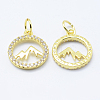 Brass Micro Pave Cubic Zirconia Pendants KK-P133-12G-NR-2