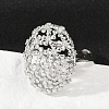 Brass Micro Pave Cubic Zirconia Adjustable Cuff Rings for Women RJEW-C129-07P-1