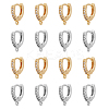 16Pcs 2 Colors Brass Micro Pave Cubic Zirconia Huggie Hoop Earring Findings KK-DC0002-76-1