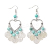 Heart Synthetic Turquoise & Capiz Shell Chandelier Earrings EJEW-TA00490-1