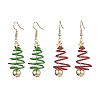 2 Pairs 2 Colors Christma Tree Electroplated Synthetic Non-magnetic Hematite & Aluminum Wire Dangle Earrings EJEW-JE05908-1