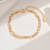 Fashionable Real 18K Gold Plated Brass Glass Double Layers Anklets for Women's Beachwear HR3444-2-1