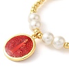 Adjustable Flat Round with Holy Virgin Charms Bracelet BJEW-Z073-01G-03-2