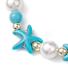 Adjustable Dyed Synthetic Turquoise & Shell Pearl Braided Bead Bracelets BJEW-JB10513-02-3