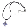 Glass Seed Cross Pendant Necklaces NJEW-MZ00025-03-4