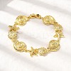 Summer Beach Brass Micro Pave Clear Cubic Zirconia Starfish & Shell Shape Link Chain Bracelets LS-BJEW-C118-02A-G-3