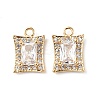 Brass Micro Pave Clear Cubic Zirconia Charms KK-E068-VF224-2