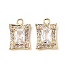 Brass Micro Pave Clear Cubic Zirconia Charms KK-E068-VF224-2