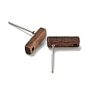 Walnut Wooden Stud Earrings Findings X-EJEW-B060-02B-2