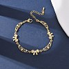 Brass Pave Clear Cubic Zirconia Bowknot and Hollow Moon Link Bracelets BJEW-D387-01G-2