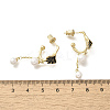 Ginkgo Leaf Brass Enamel & Plastic Imitation Pearl Dangle Stud Earrings LS-EJEW-A121-01G-3