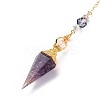 Resin Hexagonal Pointed Dowsing Pendulums(Brass Finding and Gemstone Inside) G-L521-A12-3