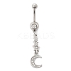 Alloy Crystal Rhinestone Dangle Curved Barbell Belly Rings LS-AJEW-R007-04P-02-4