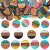 36Pcs 9 Colors Transparent & Opaque Resin & Walnut Wood Pendants RESI-TA0004-60-1