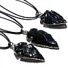 Black Obsidian Arrowhead Pendant Natural Stone Irregular Shield Necklace Jewelry CV2982-2-2