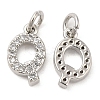 Brass Micro Pave Grade AAA Cubic Zirconia Charms ZIRC-P067-11P-Q-NR-2