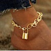 Alloy Lock Charm Twisted Chain Anklets FS-WG7A7E1-02-1