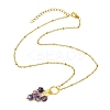 Natural Mixed Gemstone Faceted Cube Beaded Tassel Pendant 304 Stainless Steel Satellite Chain Necklaces for Women NJEW-JN06447-3