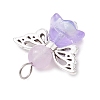 Pearlized Glass Pearl Bead Pendants PALLOY-JF03205-04-5