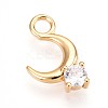 Brass Micro Pave Clear Cubic Zirconia Pendants KK-T075-50G-1