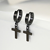 Hip-hop Style 201 Stainless Steel Cross Pendant Hoop Earring for Women UB5113-2