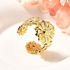 Flower 201 Stainless Steel Open Cuff Ring for Women LS-RJEW-A053-02B-G-1