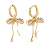 Bowknot Brass Micro Pave Clear Cubic Zirconia Hoop Earrings for Women EJEW-A110-03G-2