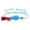 Cotton Tassel & 304 Stainless Steel Charm Bracelets AF1826-5