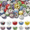 100Pcs 10 Colors Polymer Clay Rhinestone European Large Hole Beads with Silver Color Plated Brass Cores FIND-YW0004-88-1