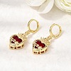 Heart Brass Glass Hoop Earrings EJEW-P333-09F-G-2